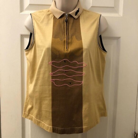 Jamie Sadock Women's Golf Sleeveless Shirt Size Medium Zip Collared Embroidered - Picture 3 of 6